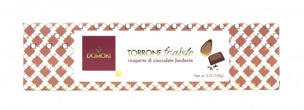 Torrone friabile ricoperto di cioccolato Fondente