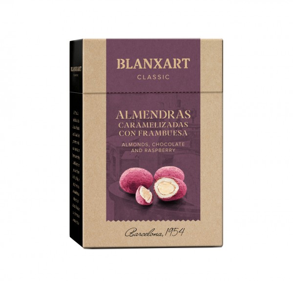 Almendras caramelizadas con frambuesa