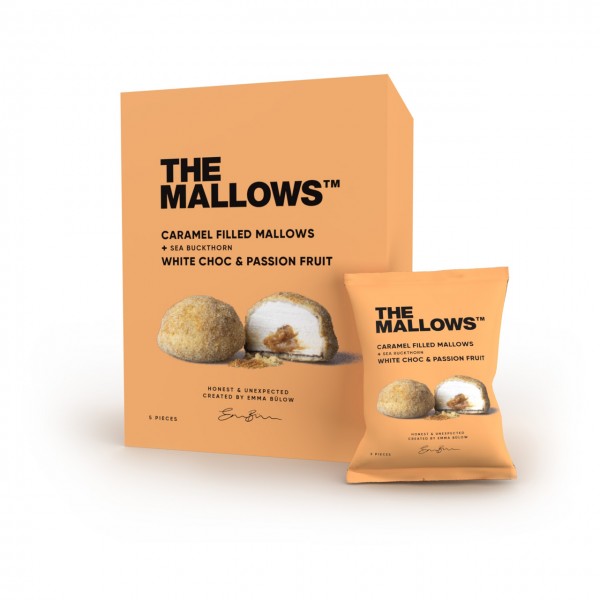 Caramel Filled Mallows + Sea Buckthorn, white Choc & Passion Fruit